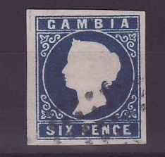 Gambie Gambia 6p Cameo oblitéré FAUX Forgery