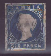 Gambie Gambia 6p Cameo oblitéré FAUX Forgery