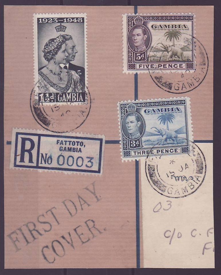 Gambie Gambia Cancelled Fattoto Parcel 5d + 3d + 1 1/2d  1 1/2d Elephant