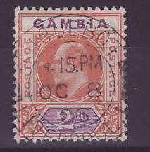 Gambie Gambia Cancelled Paquebot Liverpool 2 p Edward VII Posted on steamer