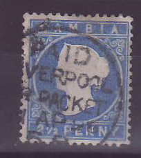 Gambie Gambia Cancelled Paquebot Liverpool 2 1/2 d Cameo Liverpool Br Packet