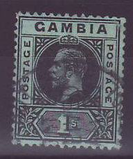 Gambie Gambia Cancelled Paquebot Posted at sea received Liverpool 1s d George V  Posted on steamer