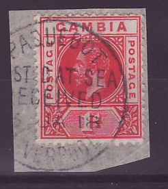 Gambie Gambia Cancelado Paquebot Enviado en el mar recibido en Liverpool 1 d George V Enviado en vapor