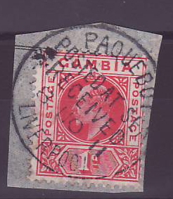 Gambie Gambia Cancelled Paquebot Posted at sea received Liverpool 1d George V  Posted on steamer