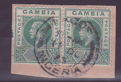 Gambie Gambia Pair of 1/2d George V Lagos Nigeria Cancellation
