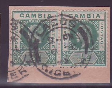 Gambie Gambia Pair of 1/2d George V Lagos Nigeria Cancellation