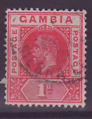 Gambie — timbre-poste 1d rouge — émission 1913