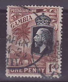 Gambie Gambia Paquebot Cancel on 1d value Elephant German paquet