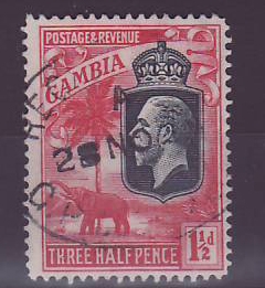 Gambie Gambia 1 1/2 d Elephant with Registered GPO Gambia cancel