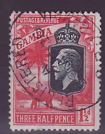 Gambie Gambia 1 1/2 d Elephant with Registered GPO Gambia cancel