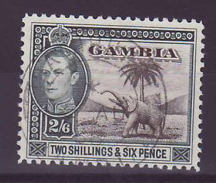 Gambie Gambia 2/6s  Elephant ERROR Bathhurst instead of Bathurst cancel RARE
