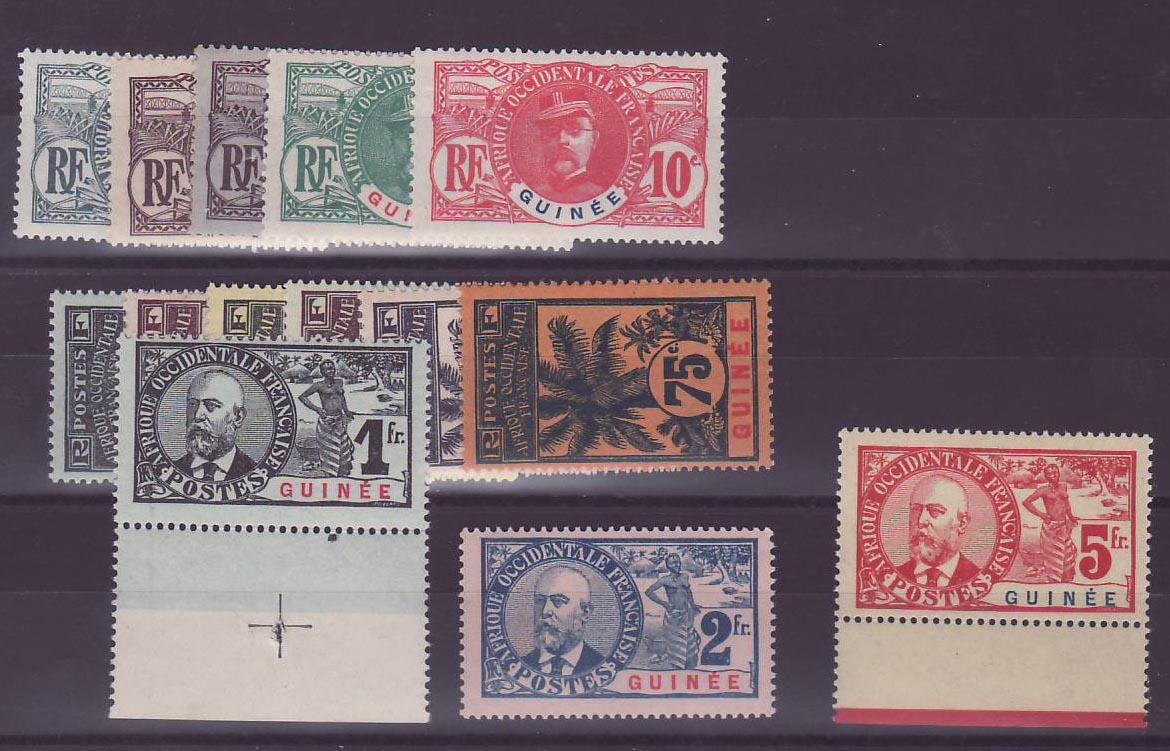Guinee Serie 33 a 47 Faidherbe Palmiers Noel Eugene Ballay Rare ** Neuf sans charniere