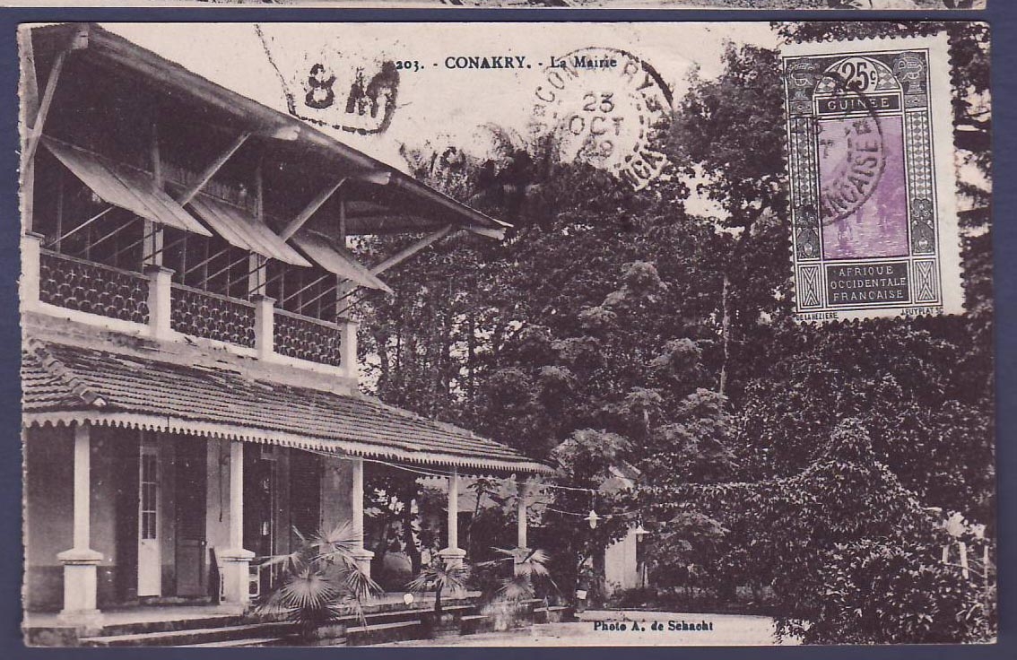 Guinee Carte Postale Gue de Kitim 25c obl Conakry 23 OCT 29 et cachet BM (Boite Mobile)  Rare
