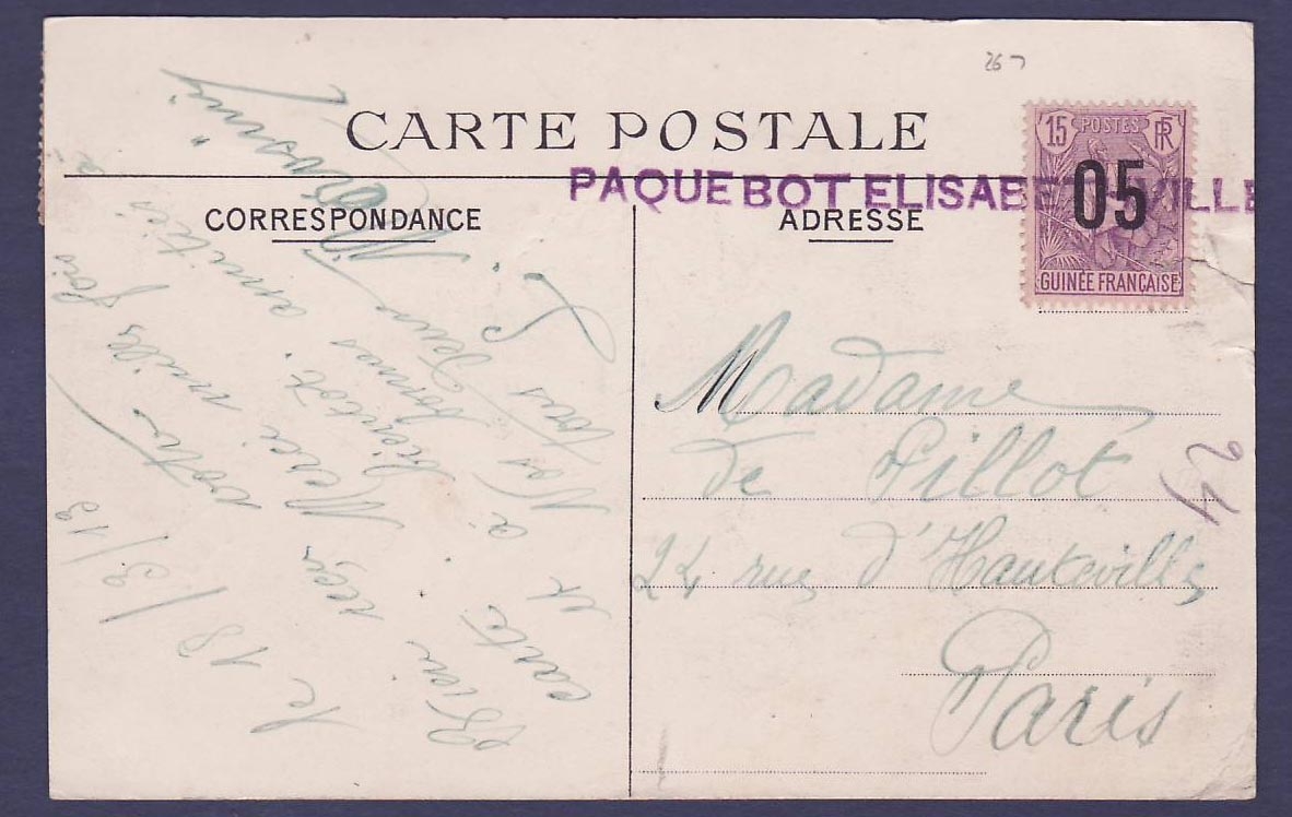 Guinee Carte Postale avec Berger Pulas surchargé et Cachet maritime Paquebot Elisabethville