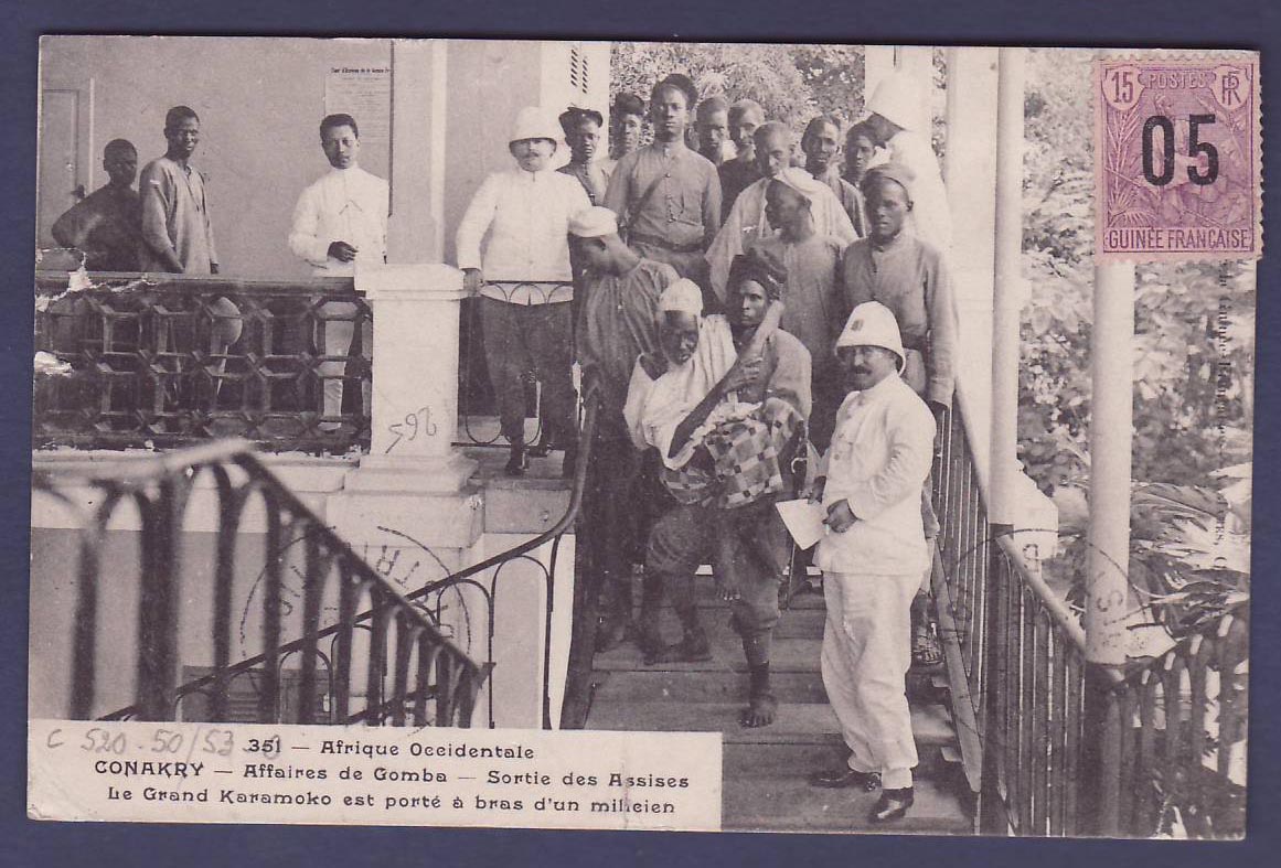 Guinee Carte Postale avec Berger Pulas surchargé et Cachet maritime Paquebot Elisabethville — Rückseite