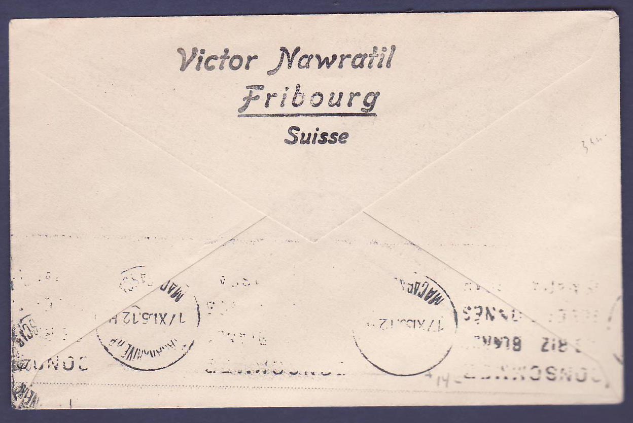 Niger 1er Vol Europe Congo Madagascar obl Zinder 10 NOV 35  pour Tananarive  Madagascar — Verso