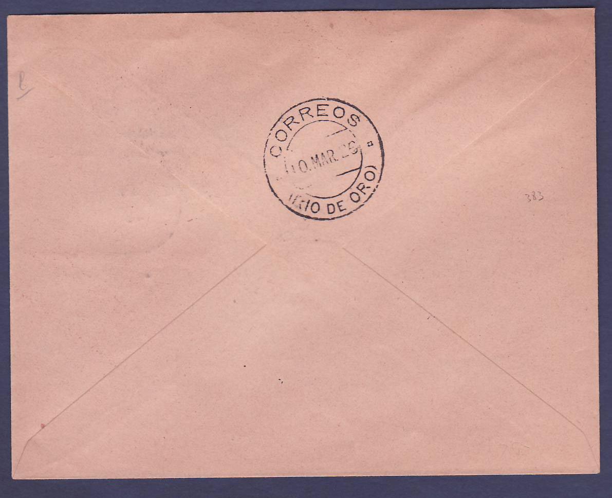 Mauritanie Très rare 1er Vol Comte de la Vaulx Port Etienne 10 MARS 26 pour Rio de Oro — Back
