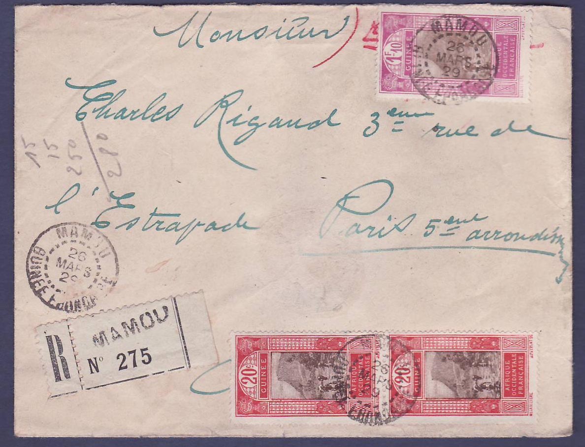 Guinee Lettre aff divers obl Mamou 26 MAR 29