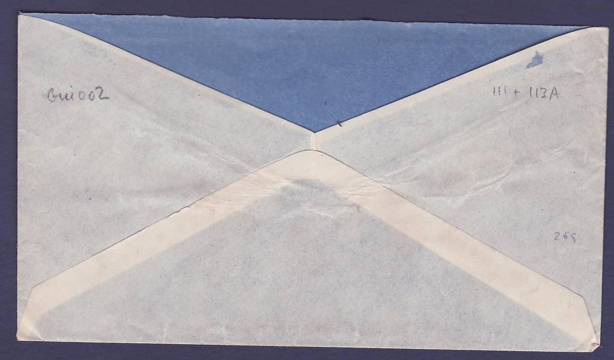 Lettre Guinee 90c (variété de piquage) + 1F75 obl Kindia 12 FEV 38 pour Paris — Rückseite