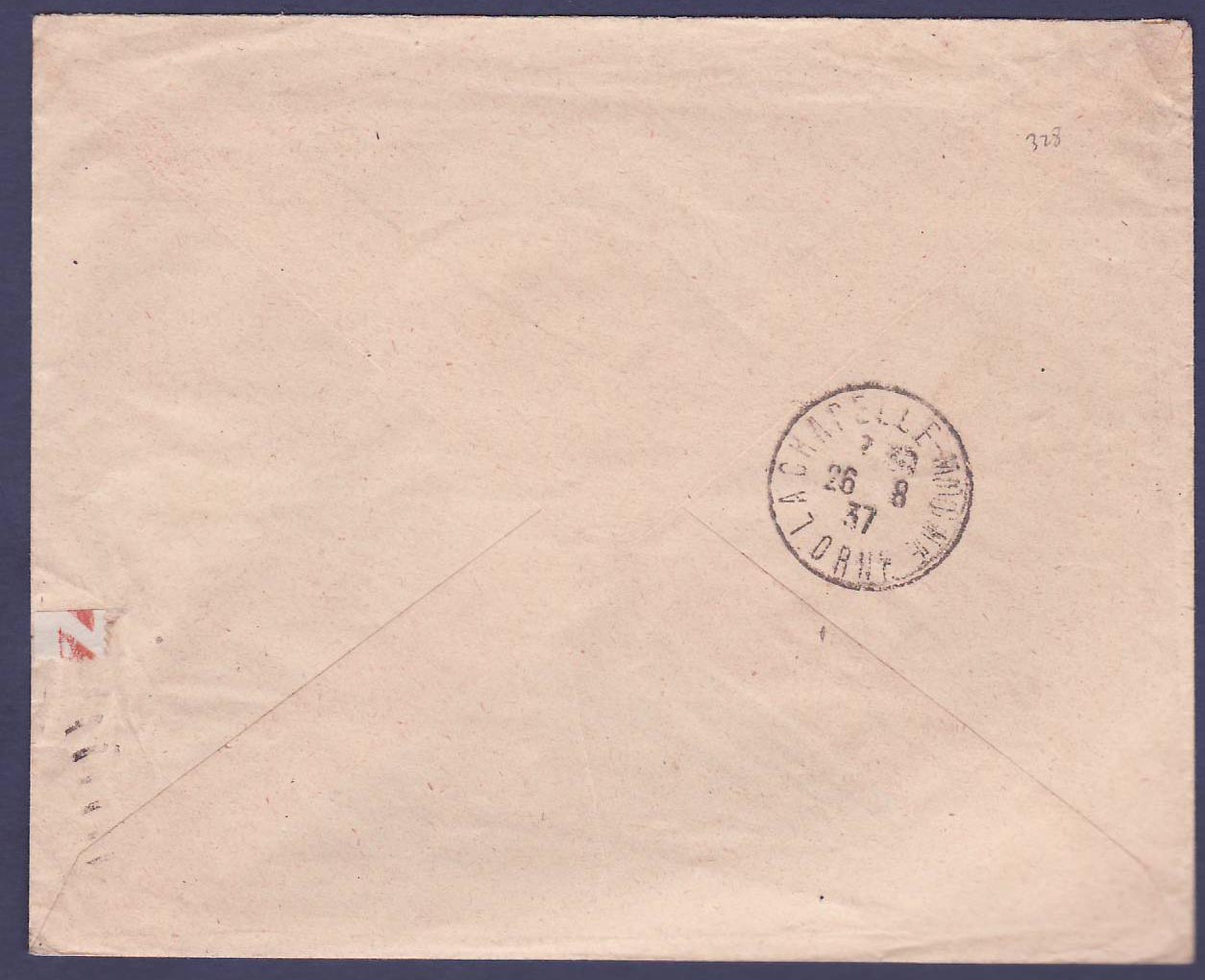Lettre Guinee 15c +50c Gue de Kitim obl Conakry 12 AOU 30 pour Paris  reexp La Chapelle — Rückseite