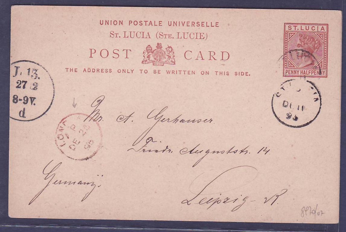 Postal Stationary  Dominica 1 1/2p Can DE 11 95 for Leipzig Germany