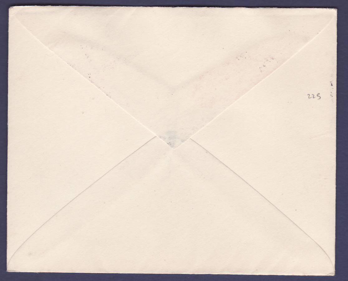 St Lucia Coronation issue on Castries cover dated 5 OC 37 to London  England — Rückseite