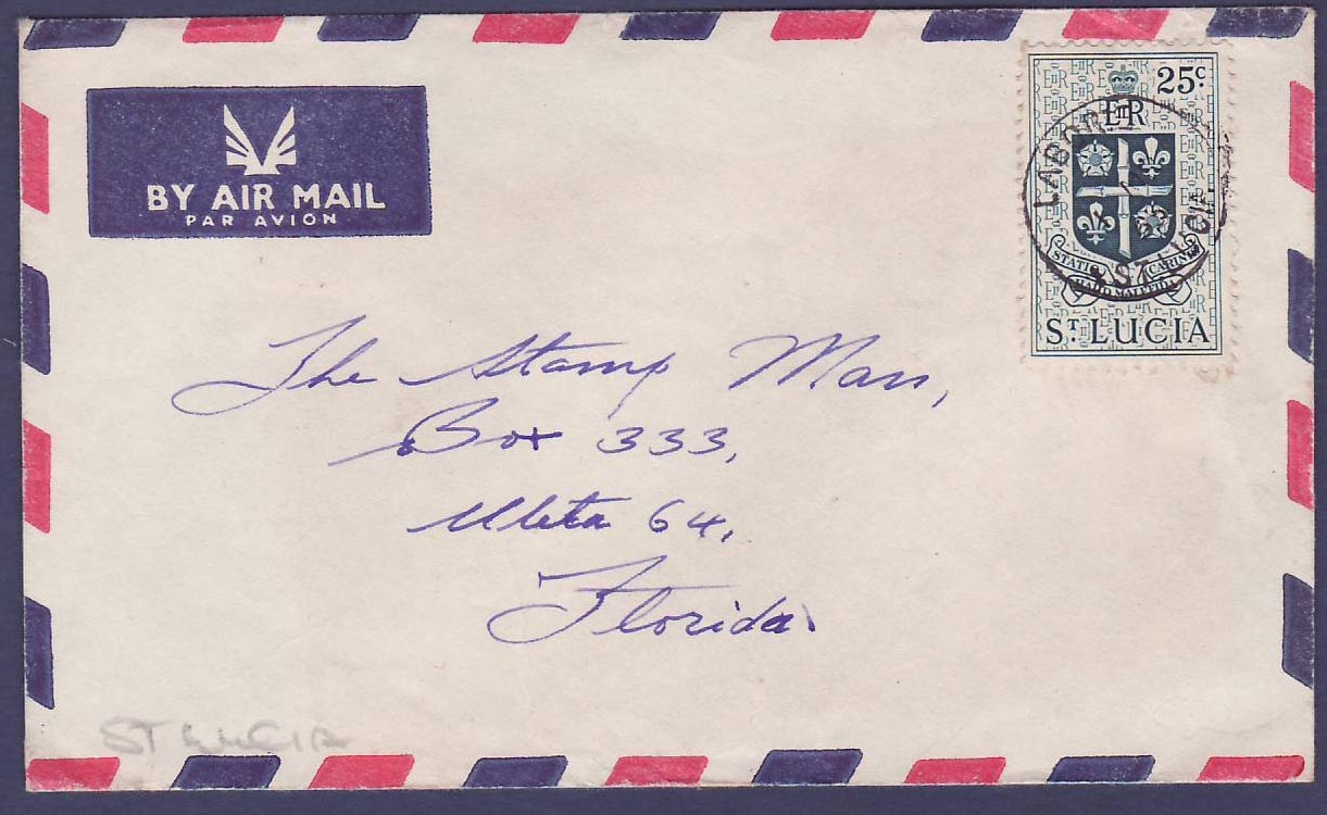 St Lucia Laborie cover dated 65 to Florida  USA