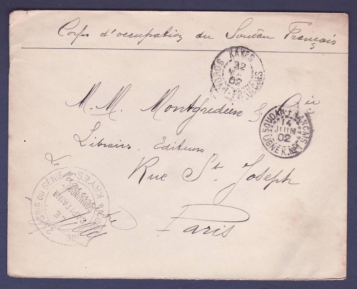 Soudan Lettre Correspondance Militaire obl Kayes 22 MAI 02 avec bon cachet 23 3Bis du Genie pour Paris