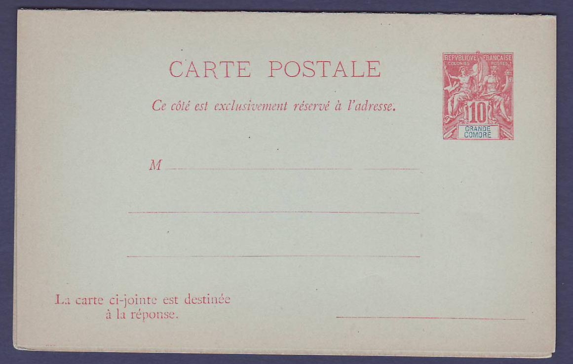 Grande Comore Entier Postal Groupe 15c Neuf