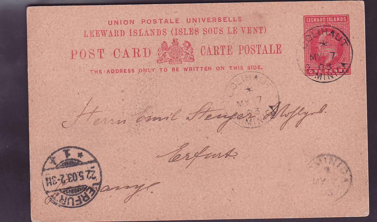 Dominique Dominica Stationary with rare Colihaut MY 7 03 cancellation to Erfurt  Germany
