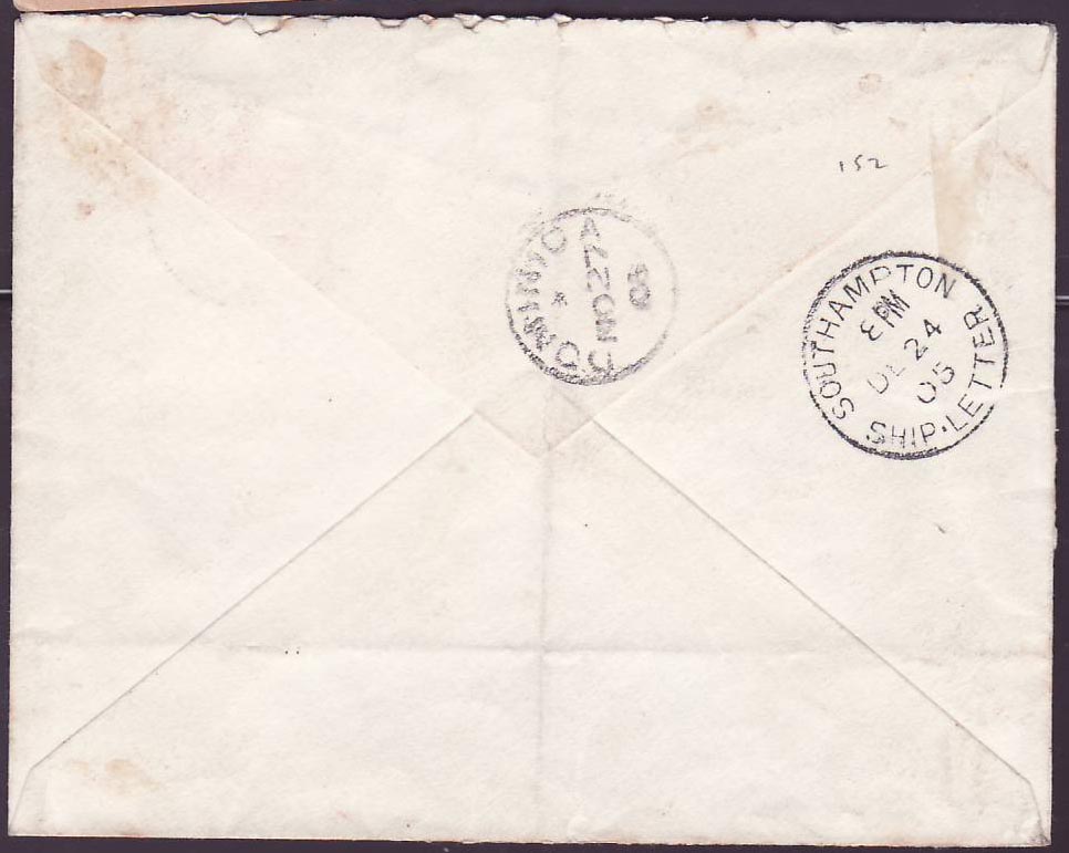 Dominique Dominica Stationary with rare Colihaut NO 24 05 cancellation to London  England — Rückseite