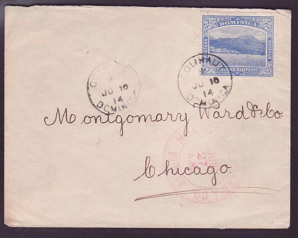 Dominique Dominica Cover with rare Colihaut cancel dated JU 10 14  to Chicago  USA