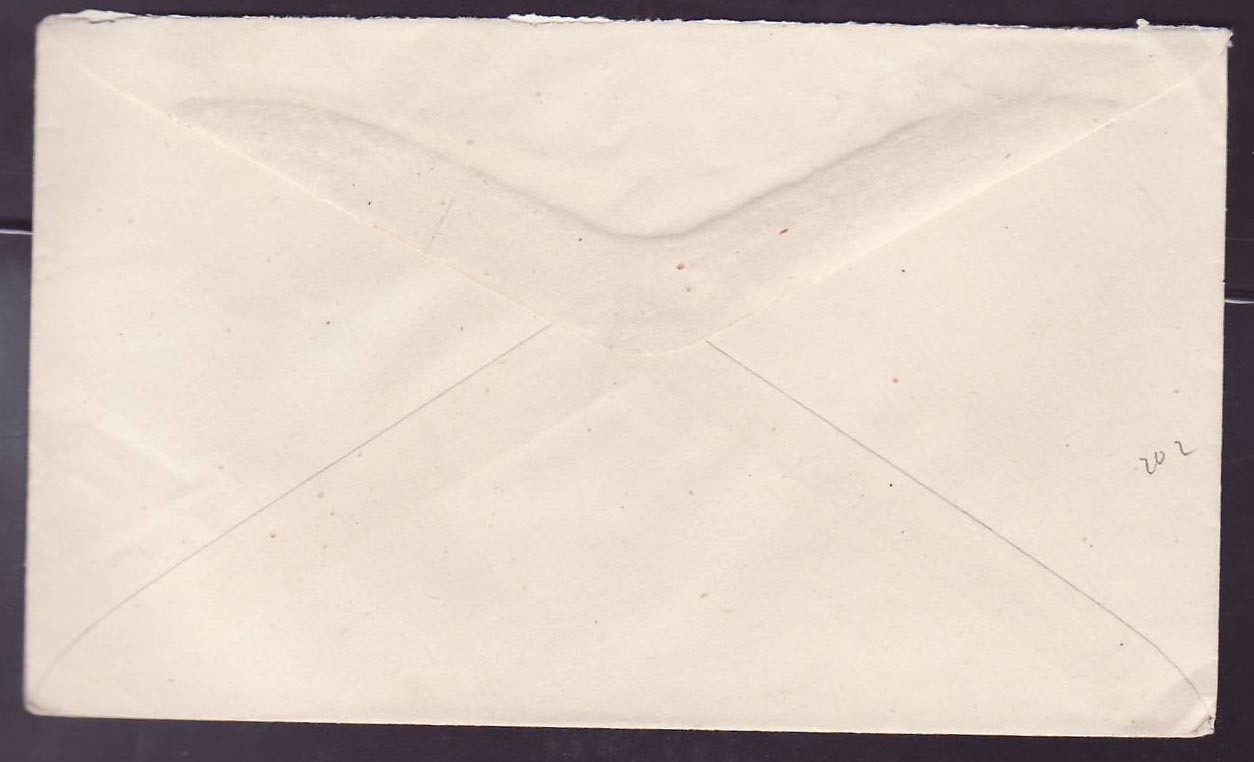 Gambie Gambia Basse cover with 1 1/2d value Elephant for Bathurst dated 1951 — Rückseite