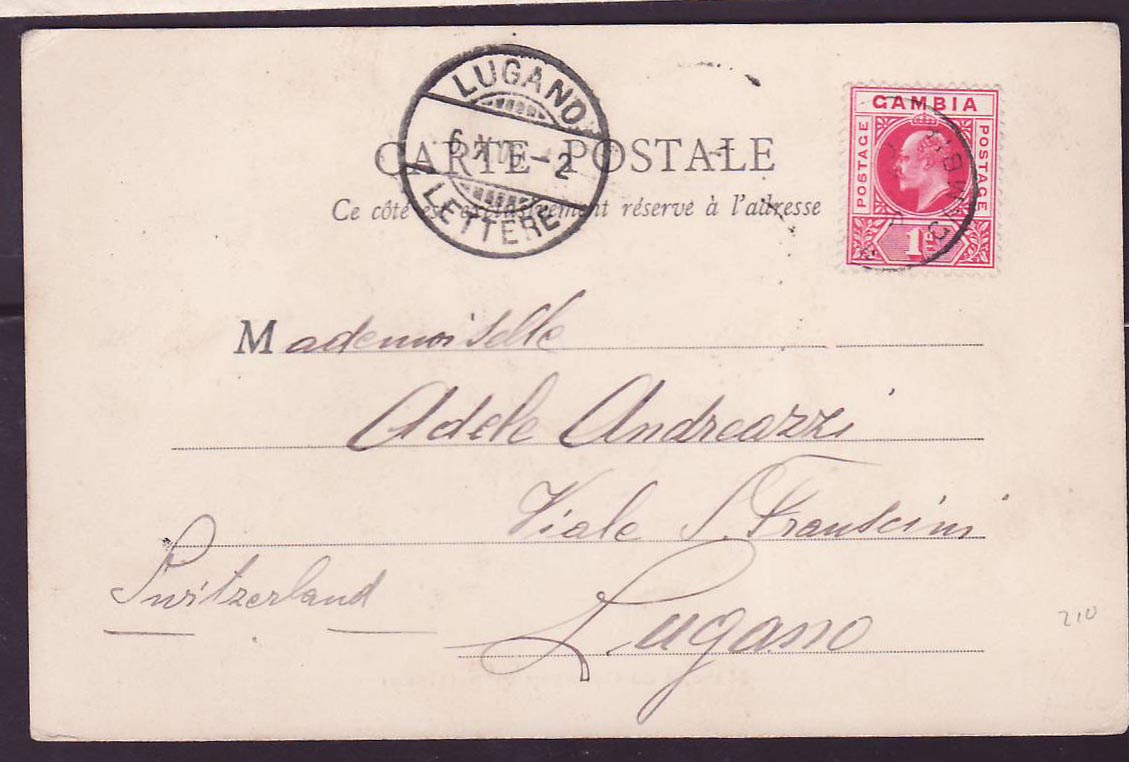 Gambie Gambia CPA Marche de conakry pour Lugano  can Lugano 1906 — Rückseite