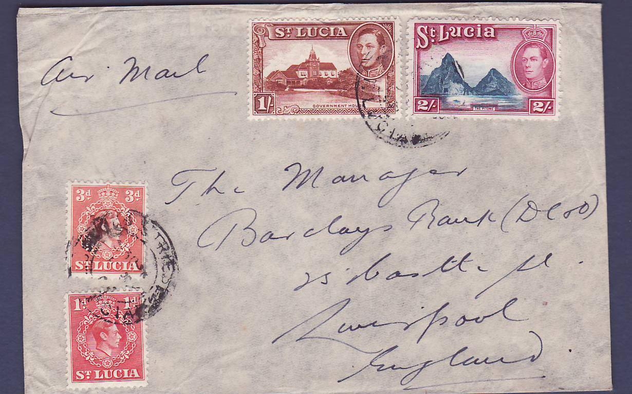 St Lucia Lucie Castries cover to England  dated unclear
