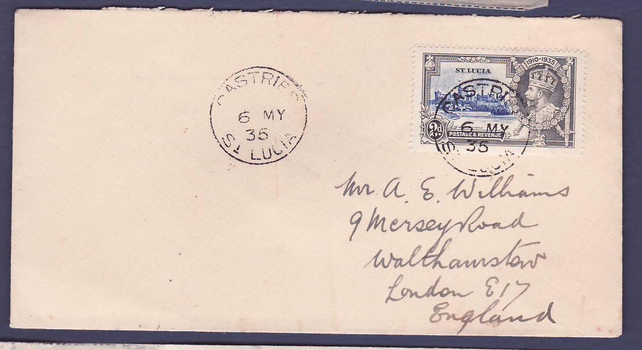 St Lucia Lucie 2d Castries Cover to London  England