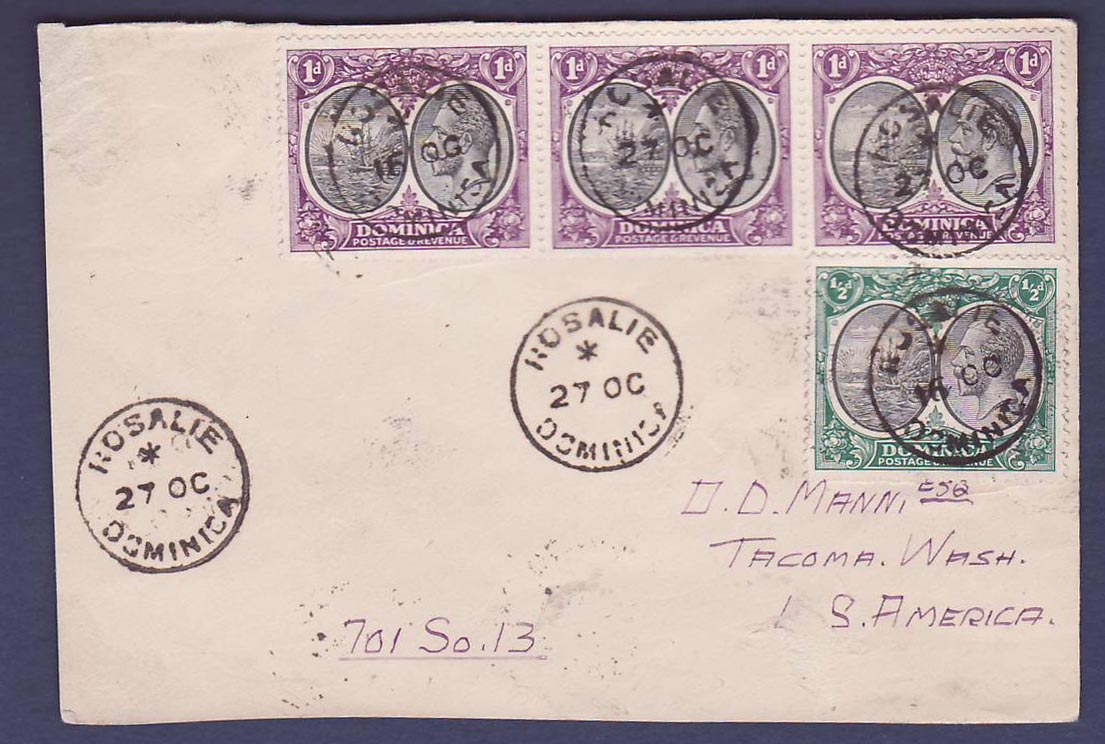 Gambie Gambia Front with lovely combiation of GV valeurs can Rosalie 27 OC (date missing) to Tacoma  US
