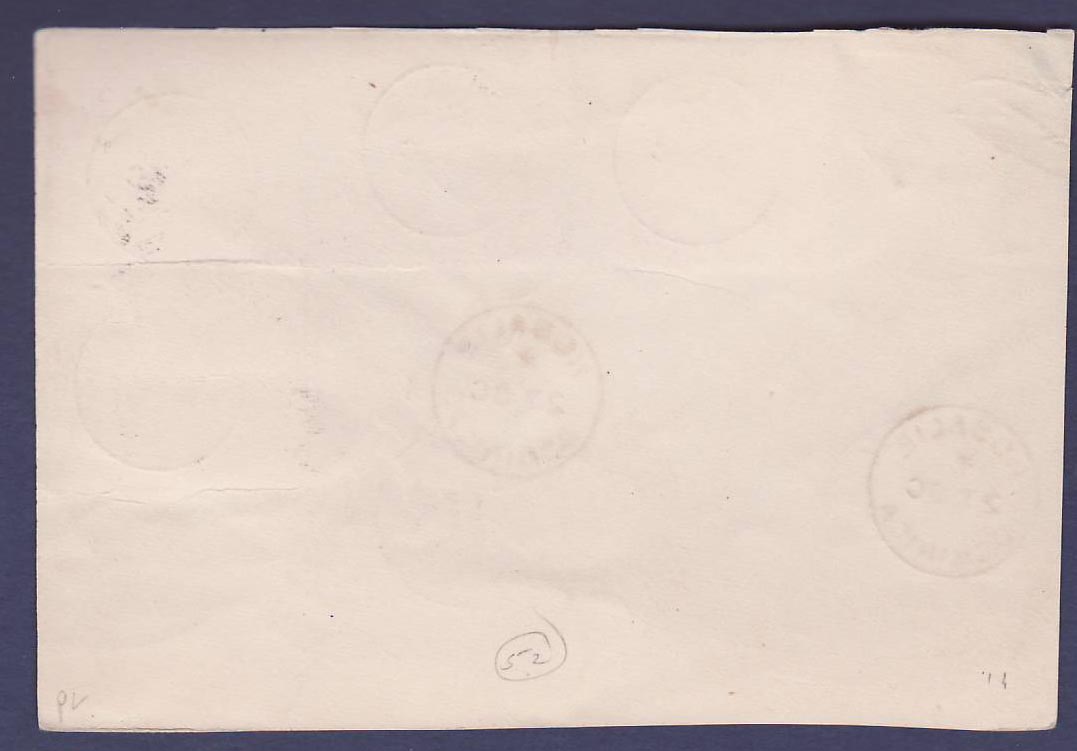 Gambie Gambia Front with lovely combiation of GV valeurs can Rosalie 27 OC (date missing) to Tacoma  US — Rückseite