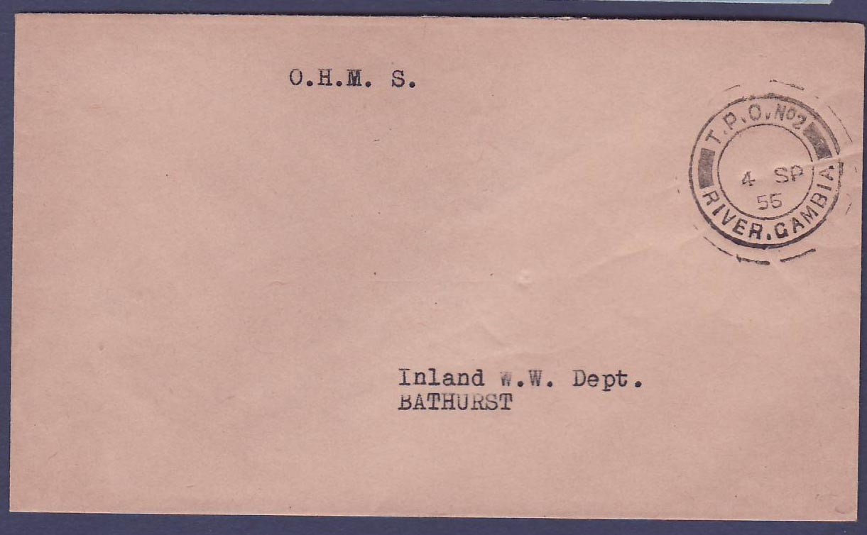 Gambie Gambia TPO #2 canc dated 4 SP 55 to Bathurst  Rare