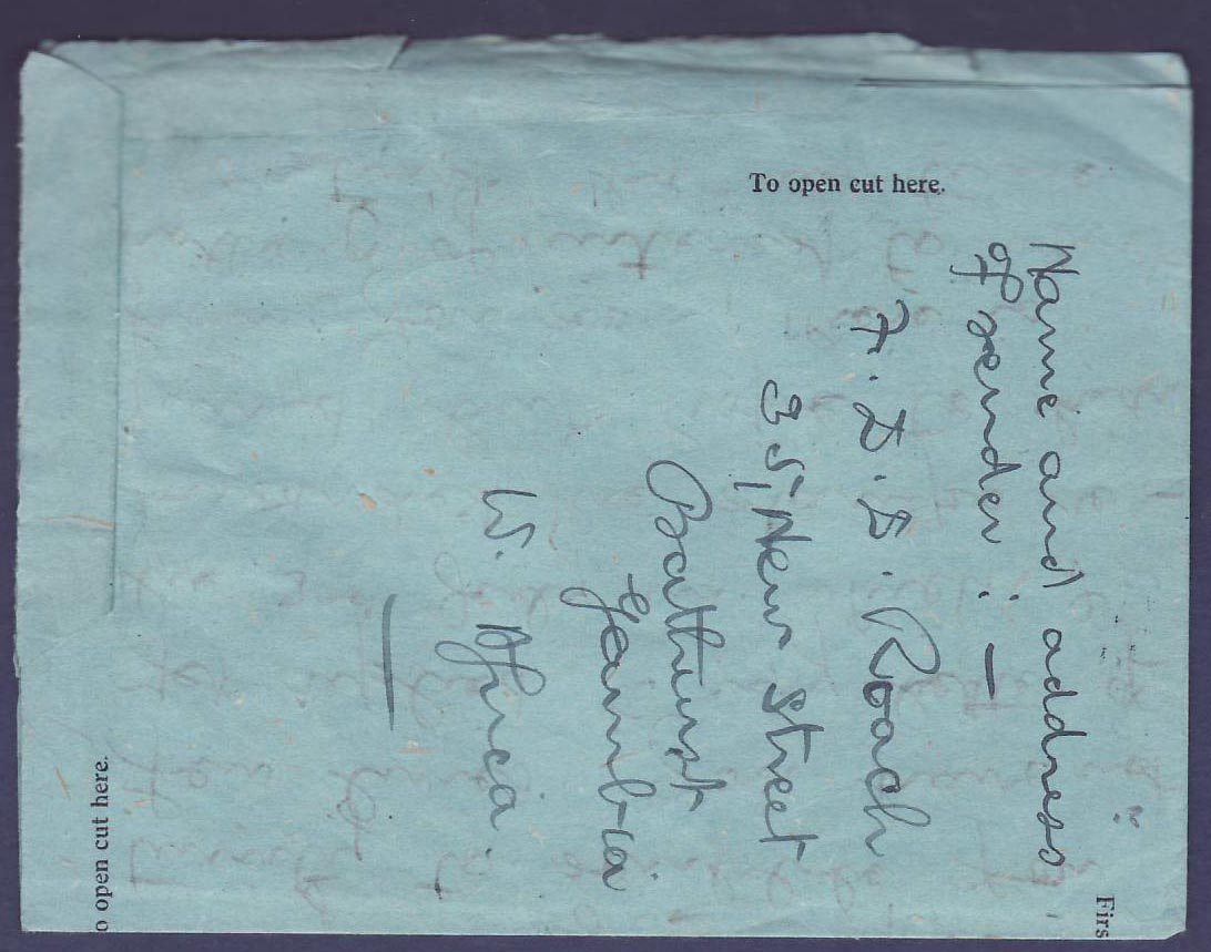 Gambie Gambia Aerogram wth 6p value  censor handtsamp  to Yorkshire  England — Verso