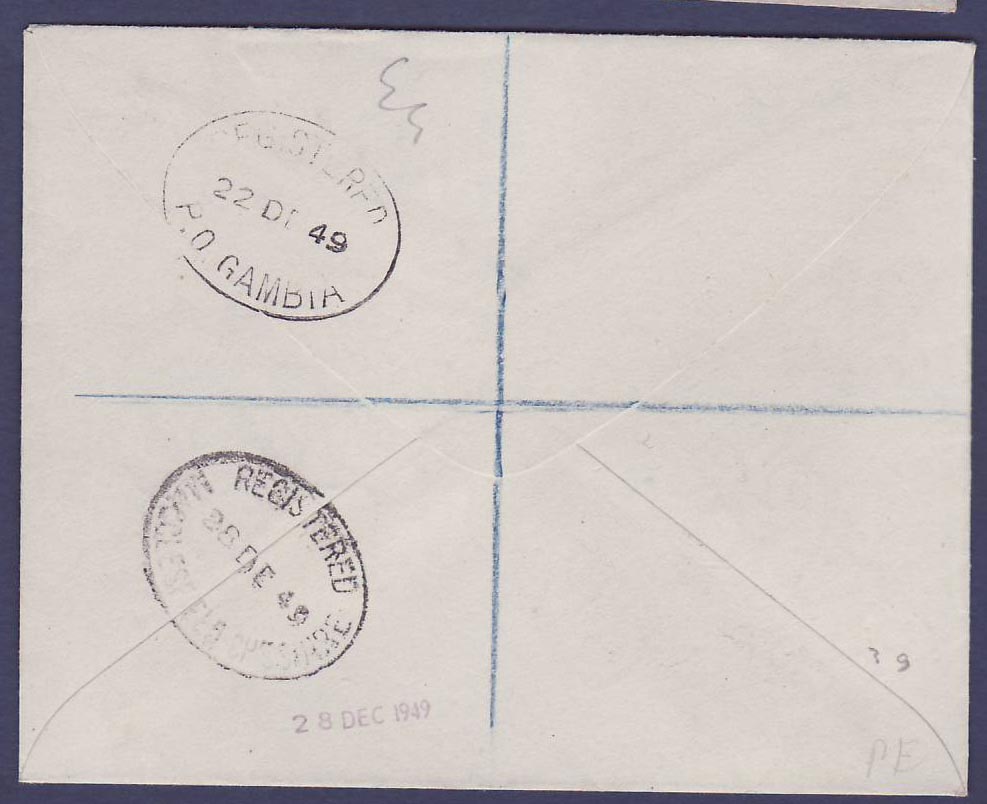 Gambie Gambia Rare Fattoto (small office) can 17 DE 49 to Prestbury  Cheshire  England — Rückseite