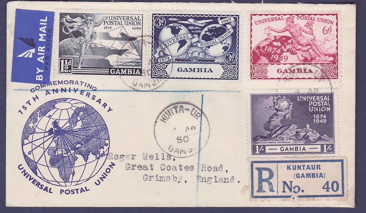 Gambie Gambia Lovely UPU stamps on unusual KUNTA-Ur (small office) cover to Grimsby  England