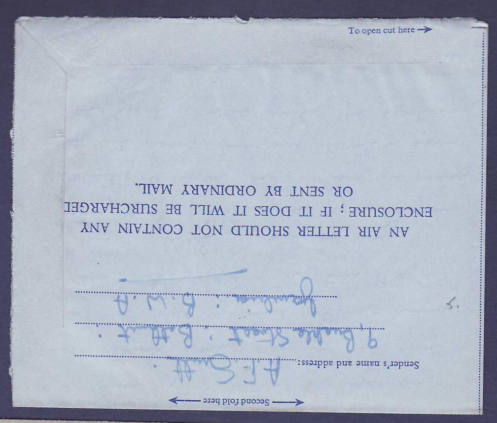 Gambie Gambia QEII Aerogram with Georgetown canc dated 1959 to Edinburgh  Scotland — Rückseite