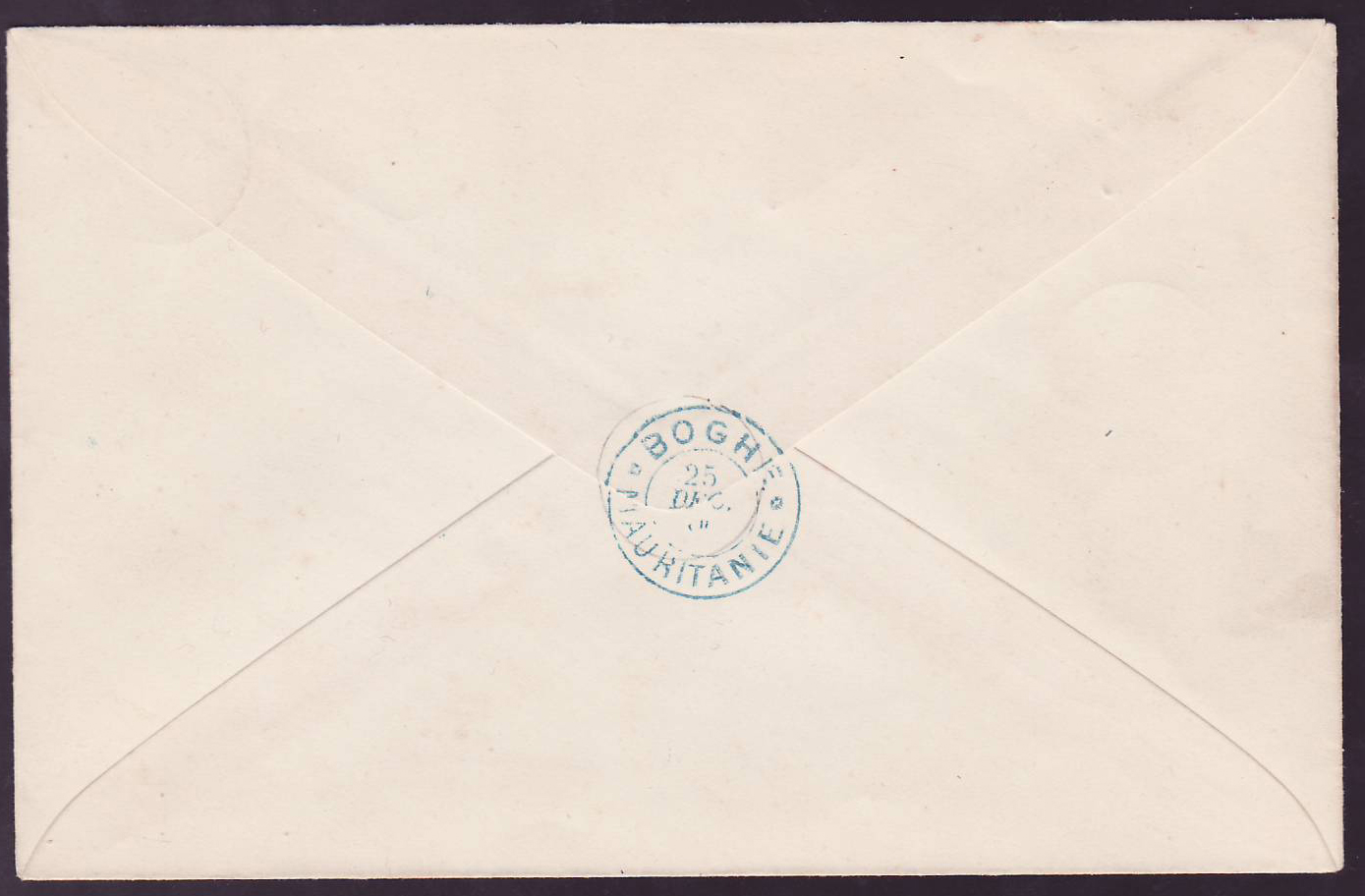 Lettre Mauritanie avec timbres Gouverneur Bellay surchargé T pour timbre Taxe  Valeurs 1c + 5c obl Boghe 25 DEC 06 + St  — Back