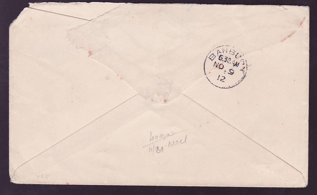 Lettre Guinee avec cachet Liverpool Paquebot 1912 — Rückseite