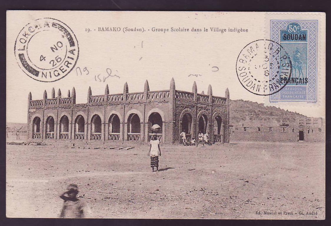Carte Postale Soudan 1er Vol Bamako Bangui Lokodja Niger cachet OCT 26 RARE (15 plis voyagés)