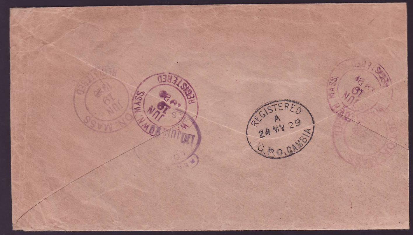 Gambia Gambie Cover with 6d Elephant Value on OHMS cover dated 1929 — Rückseite