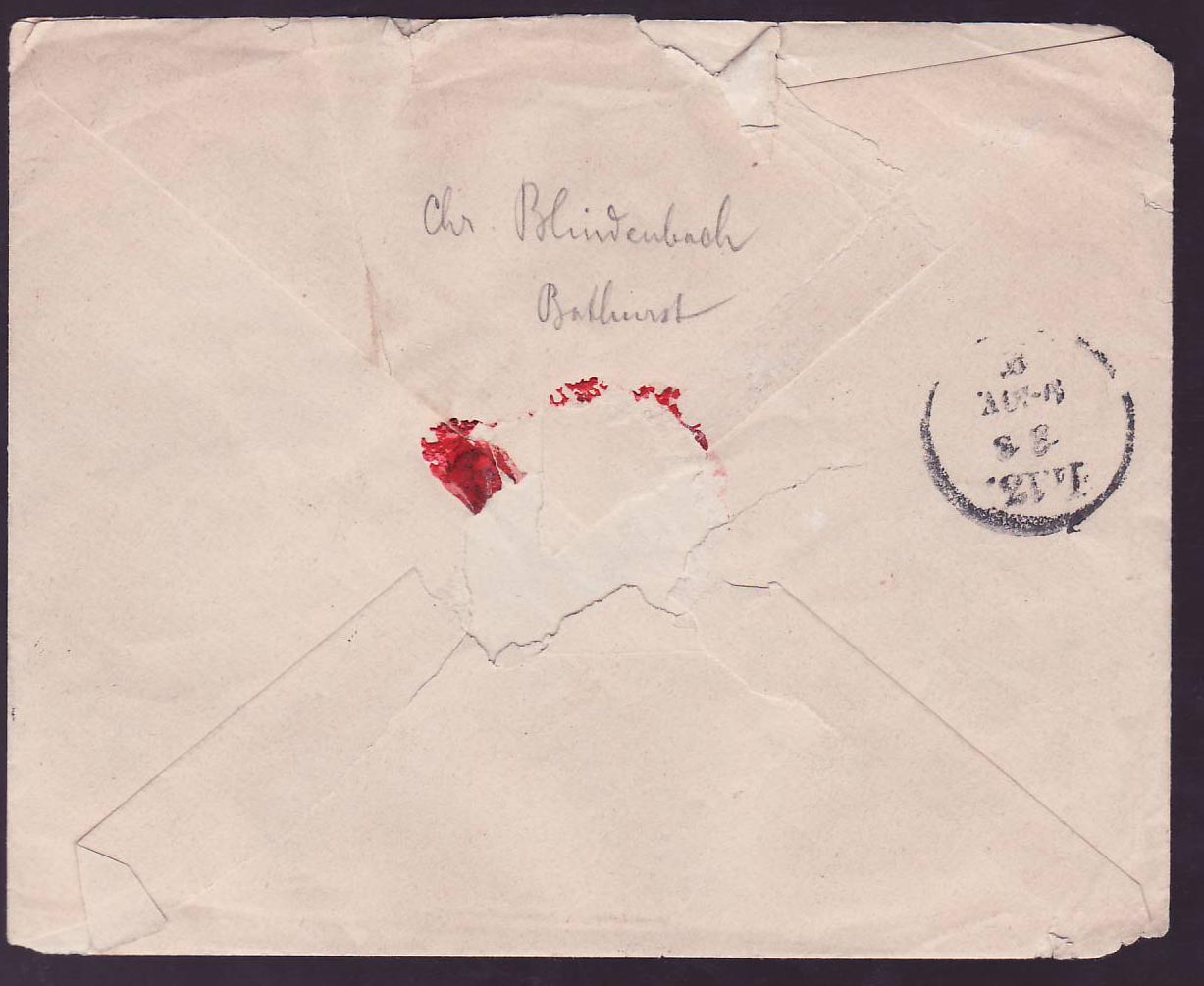 Gambia Gambie Cover to Germany with late QV 3d usage canc Bathurst FEB 15 19 to Leipzig  Germany — Rückseite