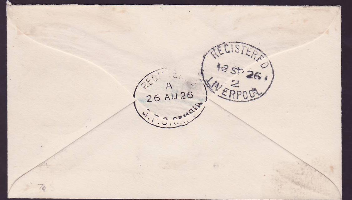 Gambia Gambie 5s Elephant value on Wilson cover  dated AU 26 Rare   with TPO #2 cancel  to Birmingham  England — Rückseite