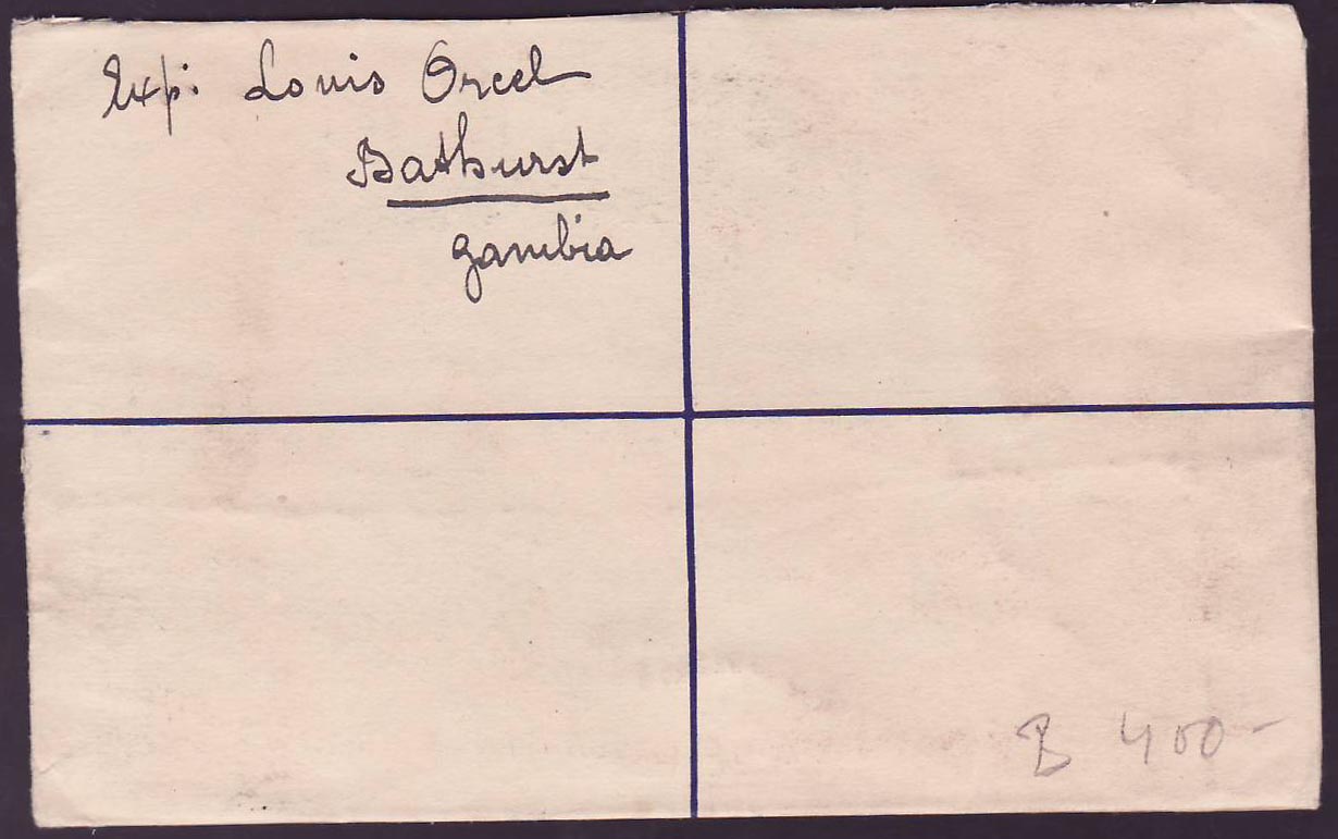 Gambia Gambie Registered Letter with 3d Elephant value dated 1929 to Champel  Geneve  Switzerland — Verso